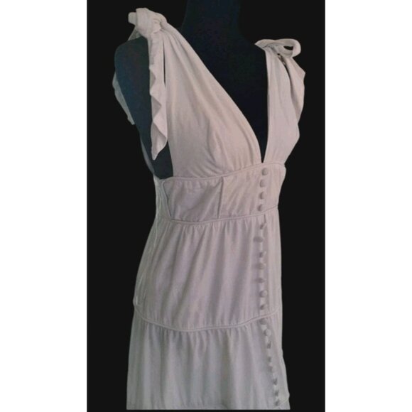 Womens Romantic Cotton Linen Tiered Cottagecore Maxi Dress Wedding Large White - Picture 3 of 9
